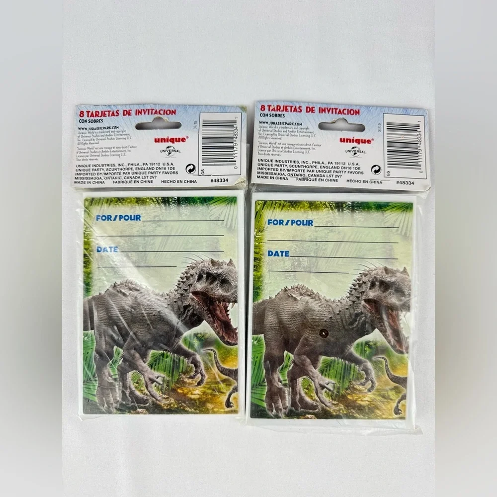 NWT Set of 2 Jurassic World Birthday Invitations